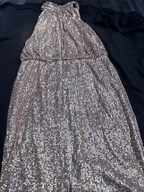 Eliza J Rose Gold Strapless Sequin Dress. Size 12